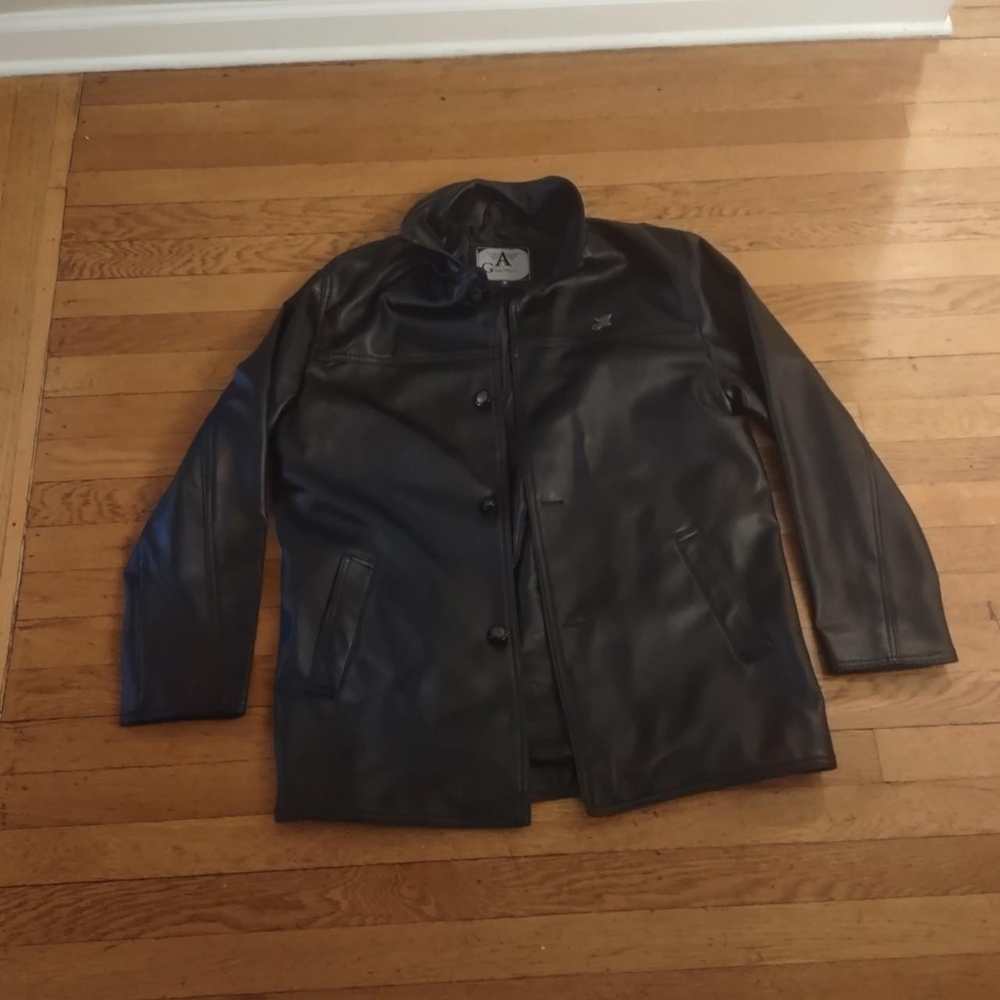 vintage genuine leather thick button up biker jacket from GA Milano Size Medium